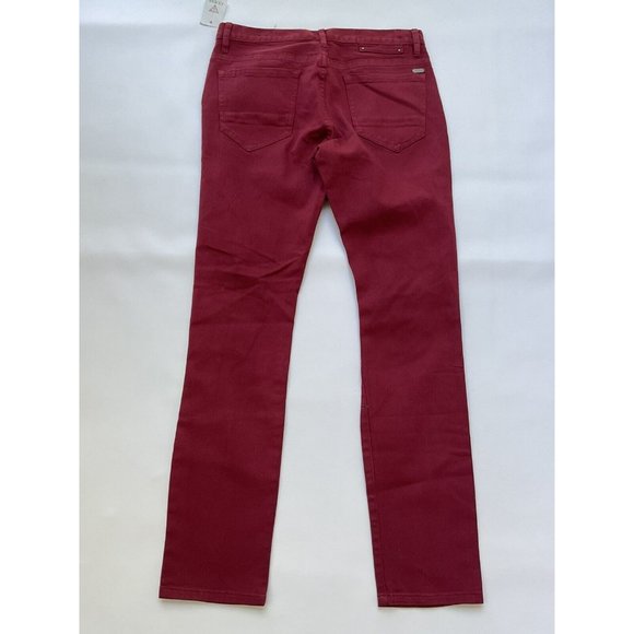 G By Guess Slim Straight Heavy Destroy Jeans In Red Size 32 - Picture 6 of 10
